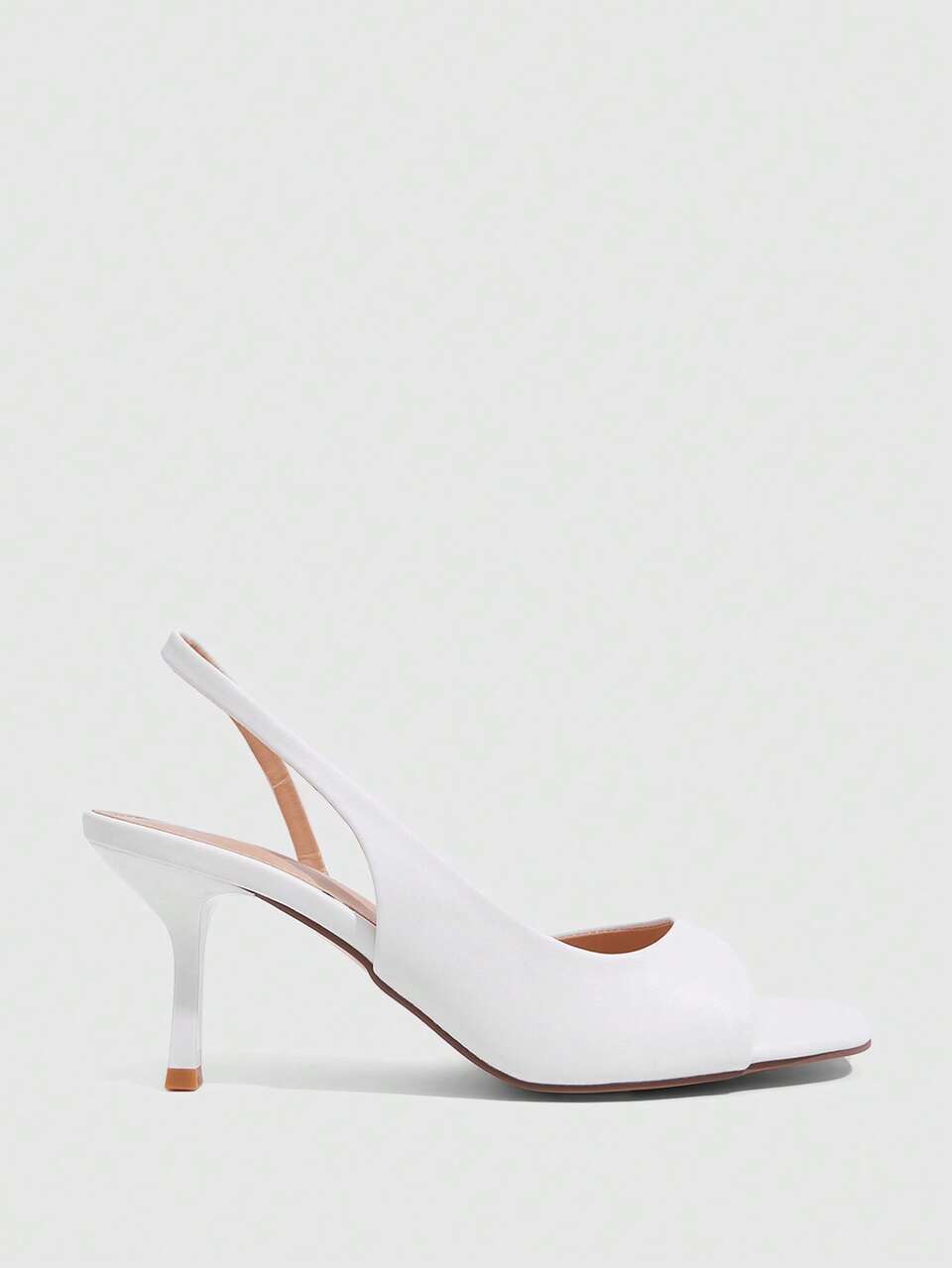 CUCCOO SZL White Open Toe Slingback Kitten Heel Sandals For Women Formal Occasions