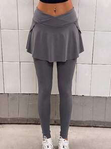 SHEIN Sports Eassivo Lady High-Waist Pants And Tight Pants - Grey - View 7