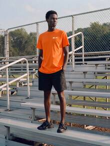 Gym Rark Men's Letter Print Short Sleeve Sports T-Shirt - Burnt Orange - View 7