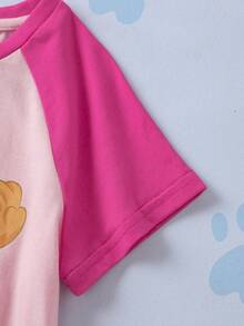 SHEIN | PAW Patrol 少女休閒時尚創意個性清新可愛卡通圖案短袖T恤 - 彩色 - 查看 6