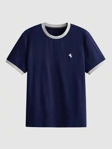 Lornavo Men's Knight Graphic Casual Versatile Daily Wear Short Sleeve T-Shirt - Royal Blue - View 3