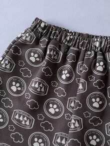 SHEIN | PAW Patrol Young Boy Colorblock Patchwork Cartoon Print T-Shirt And Shorts Set - Black - View 6