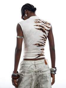 LYSMO Women's Zebra Print Front Tie Slim Fit Fashion Tank Top - Multicolor - View 3