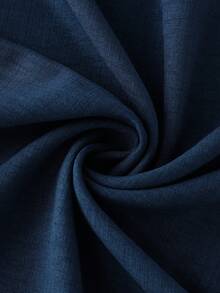 LUMIGAL Gaun Panjang Longgar Wanita Warna Polos dengan Lengan Lentera dan Saku, Model Bahu Terbuka - Navy Blue - View 7