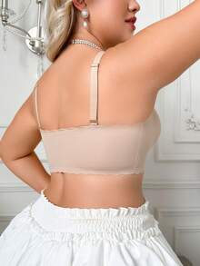 Crystal Vow 1pc Plus Size Seamless Wire-Free Jelly Wavy Edge V-Neck Bra - Apricot - View 2