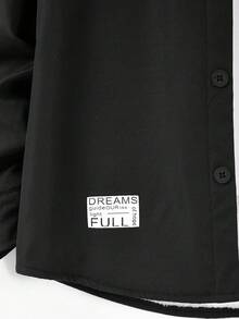 SHEIN Casuvi Kids 青少年男孩基礎休閒燈芯絨連帽抓絨外套 - 黑色 - 查看 5