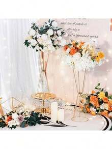 2/4/6/10pcs Gold Vases, Elegant Gold Flower Stands, Wedding Table Centerpiece Decor, Anniversary Celebration, Birthday Party, Home Reception, Christmas And Halloween Decorations, Wedding Aisle Flower Stands And Other Artificial Flower Stands - Flower Stand - View 4