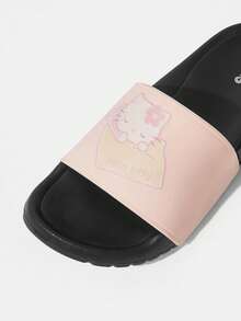 HELLO KITTY AND FRIENDS | SHEIN 粉色與白色印花拖鞋，輕量柔軟底拖鞋，夏季多功能沙灘拖鞋 - 藕粉色 - 查看 4