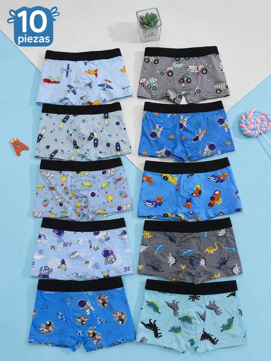 Child Savings Package Set Of 10 Boxers | Fun Designs And Fit - Multicolor - View 1