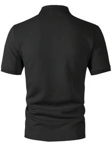 Calvornis 男士純色休閒日常穿著短袖 Polo 衫 - 深灰色 - 查看 2