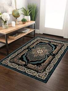 1pc Vintage Pattern Area Rug – Non-Slip Flat Woven Polyester Carpet, Large Indoor Mat For Living Room, Bedroom, Entryway, Garden, Patio Decor - multicolor - View 5