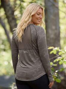 In My Nature Plus Size Women's Letter Print Casual Versatile Daily Travel Sports T-Shirt Fall - Grey - View 2