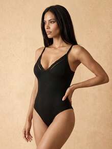 Silquee Mono deportivo sexy de verano con tirantes finos de color liso - Negro - Ver 5