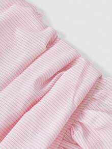 SHEIN MOD Bow Belt Bandeau Top With Ruffle Trim - Pink - View 3