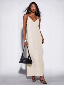 Normani Women's Backless Beaded Strap Casual Mini Dress - Apricot - View 9