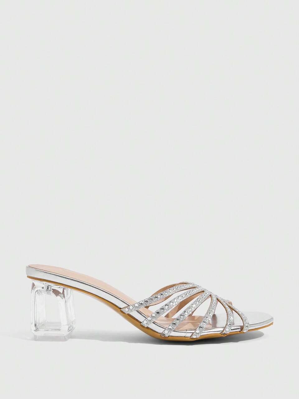 CUCCOO SZL Women's Round Toe Crystal Special-Shaped Heel, Rhinestone Decorative High-Heeled Sandals, Suitable For Outdoor Activities And Parties, Spring And Sum