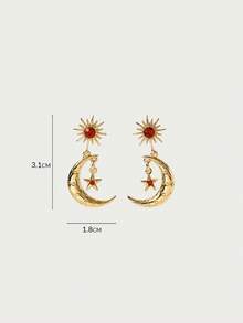 Glisma 18K Crescent Earrings,Outfits,Gothic/Goth,Old Money,Beaded,Western Jewelry,Metallic/Texture,Gemstone,Fall/Autumn/Winter - Red - View 6