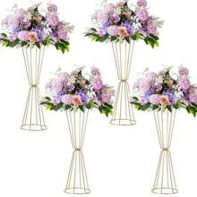 2/4/6/10pcs Gold Vases, Elegant Gold Flower Stands, Wedding Table Centerpiece Decor, Anniversary Celebration, Birthday Party, Home Reception, Christmas And Halloween Decorations, Wedding Aisle Flower Stands And Other Artificial Flower Stands - Flower Stand - View 10