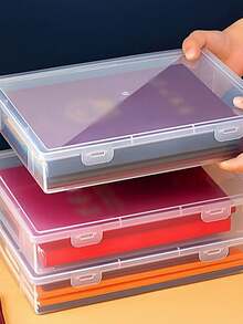 Kotak Penyimpanan Plastik Transparan Ukuran A4 dengan Tutup - Organizer Perlengkapan Kantor Meja Anti Debu, Penting untuk Musim Kembali ke Sekolah - MultiWarna - View 6