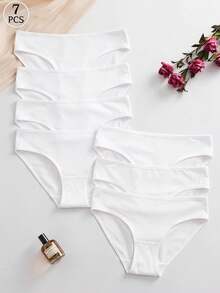 SHEIN 白色女款無縫三角內褲 優雅舒適內衣 7件組 - 白色 - 查看 2