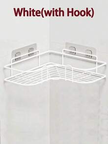 1pc Bathroom Triangle Rack With No-Drill Heavy-Duty Rustproof Corner Shelves For Holding Shampoo Bottles In Shower Corner Or Kitchen Sink Organizer Rack Wall Shelves & Corner Shelves Home Decor Essentials - Black - View 4