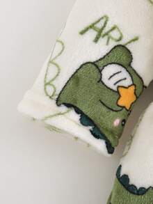 Cozy Pixies 女嬰卡通圖案保暖內裡加厚連帽長袖綁帶睡袍，保暖內裡加厚，適合冬季，睡衣 - 米色 - 查看 6