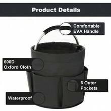 Cleaning Storage Basket With Handle, Cleaning Supplies Organizer, 17l Foldable Storage Basket, Cleaning Storage Organizer, Portable Multi-Functional Cleaning Bucket Bag, Suitable For Home, Garden (Black) - Upgraded Version - View 2