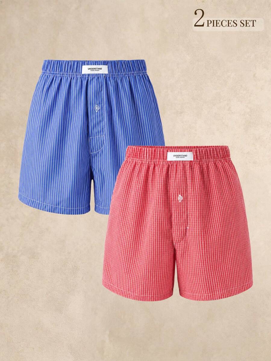 EverLounge Men's Classic Check Plaid Boxers Shorts | Assorted Colors | Comfortable Daily Underwear 2pcs - Multicolor - View 1