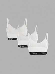 SHEIN Girlism 青少年女孩簡約字母彈性帶露背內褲3件組 - 白色 - 查看 2