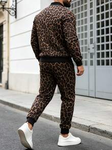 Manfinity Homme Men's Leopard Print Jacket And Pants Set - Multicolor - View 4