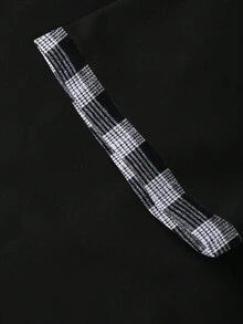Manfinity Homme Men's Plus Size Casual Plaid Patchwork Pocket Single-Breasted Shirt - Black - View 6