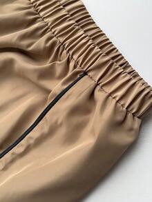 Mawevolt Plus Size Women's Colorblock Zipper Long Sleeve Jacket And Pants Casual Everyday 2 Pieces Set Fall - Khaki - View 7