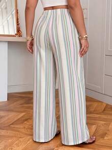 Muchica Beige Casual Boho Soft Form Traditional Business Loose Plus Size Pants Office Formal Vacation Autumn Beach - Multicolor - View 2