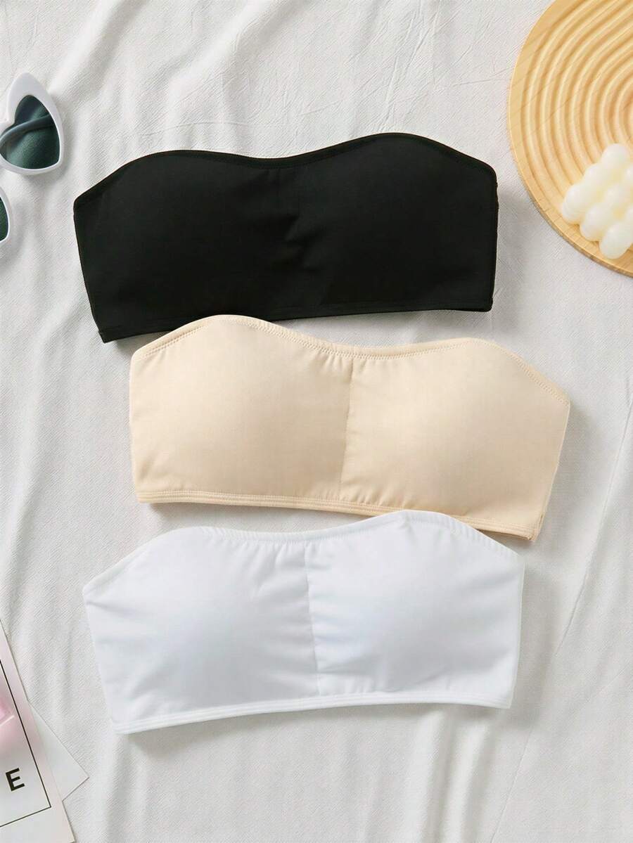 SHEIN Dozemod 少女三件套舒适加厚防滑抹胸上衣套装 - 彩色 - 查看 1