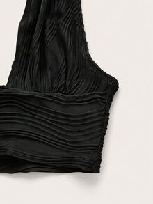 SHEIN ICON Top Recortado Sin Respaldo Con Cuello Halter Y2k Sólido - Negro - Ver 5