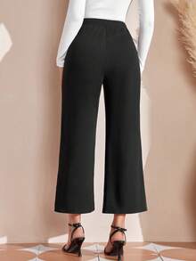 EMERY ROSE Pantalones acampanados de talle alto - Negro - Ver 3