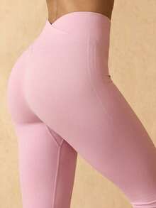 Silquee Women's Solid Color Seamless Sports Casual Yoga Leggings Spandex Shapewear  Date Night Party Festival Victoria Secret - Pink - View 4