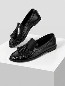 MOTF PREMIUM WOMEN'S AUTUMN AND WINTER BLACK LOAFERS RETRO BRITISH STYLE FASHIONABLE AND COMFORTABLE FLAT SHOES - Black - View 8