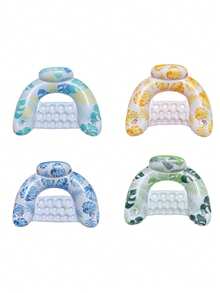 1 Set Thickened Adult Pvc Inflatable Pool Float - Fruit Design Floating Mat, Pool Hammock. Suitable For Adult Pool, Beach And Other Water Activities. Multi-Functional Pvc Pool Float, Combining Lounge Chair And Drifting Functions, Ideal Choice For - Maple Leaf Style - View 4