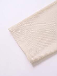 Rusticease Conjunto de 2 piezas de top y pantalones de unicolor casual de otoño para tallas grandes - Albaricoque - Ver 7