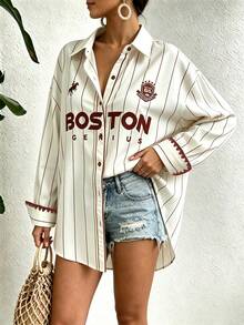 Trelyra Regular Loose Long Sleeve Collared Shirt - Multicolor - View 5