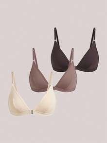 Veilyse 3pcs/Set Women Front Closure Wireless Brasfor Summerfor Summer - Multicolor - View 6