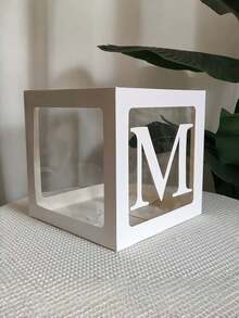 1/5Pcs Clear Balloon Box With Alphabet Letters – 27/1pc Letter Set, Transparent Acrylic Party Decor For Birthday, Bridal Shower, Gender Reveal - White - View 16