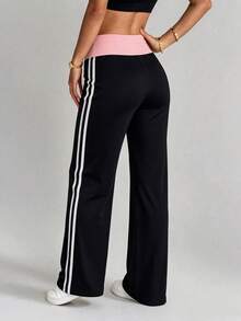 Dewbera Dewbera Women's Colorblock Casual Daily Travel Sports Long Pants - Black - View 5