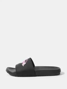 HELLO KITTY AND FRIENDS | SHEIN Ladies Summer Fashion Cartoon Pattern Slippers - Black and pink - View 3