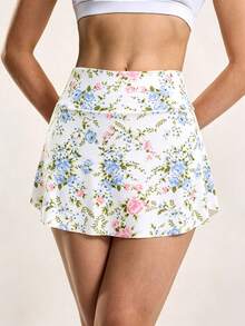 SHEIN Sovereign Charm 夏季花卉印花運動裙褲 - 彩色 - 查看 2