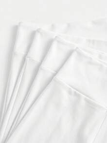SHEIN Girlism Tween女孩休閒春夏針織純色高腰運動瑜伽短褲 4件/套 - 白色 - 查看 8