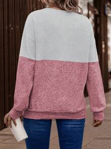 SHEIN LUNE 新款大尺碼女款休閒百搭拼色愛心印花運動衫 - 彩色 - 查看 2