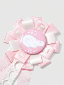 ROMWE Kawaii Pita Motif Polkadot Pink Putih Gaya Y2K dengan Desain Lencana, Dekorasi Tas Serbaguna, Bros, dan Dekorasi Lainnya. - Berwarna merah muda - View 3