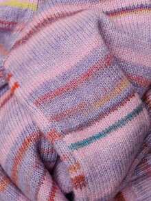 Nöista Purple Striped Knit Cardigan Features Fitted,Cropped Cut, Soft,Youthful,Sweet. Versatile Practical Wardrobe Staple Fall Winter,. - Purple - View 9